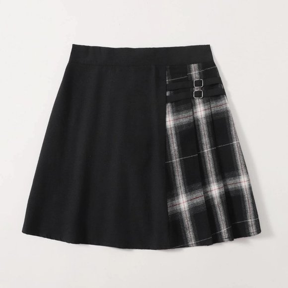 Schoolgirl Plaid Panel Mini Skirt - Picture 1 of 12